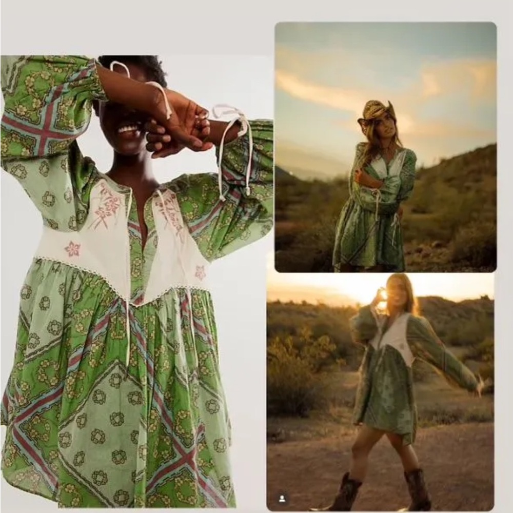 Free People Day Dreaming Mini Dress in Lake Combo Size XS